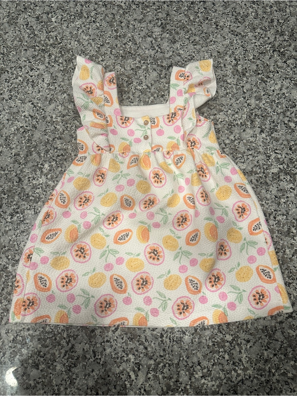 Zara White Sundress with Yellow & Pink Fruit Print